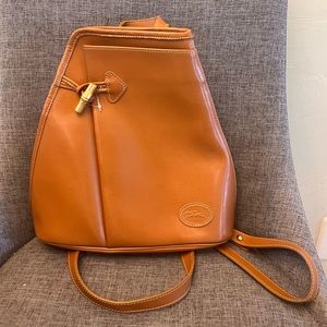 Rare Longchamp Carmel Leather Backpack